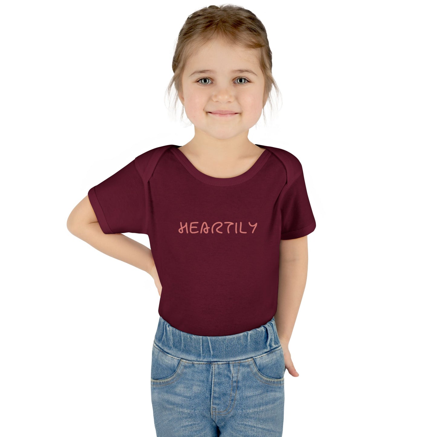 'Heartily' Script Baby Bodysuit