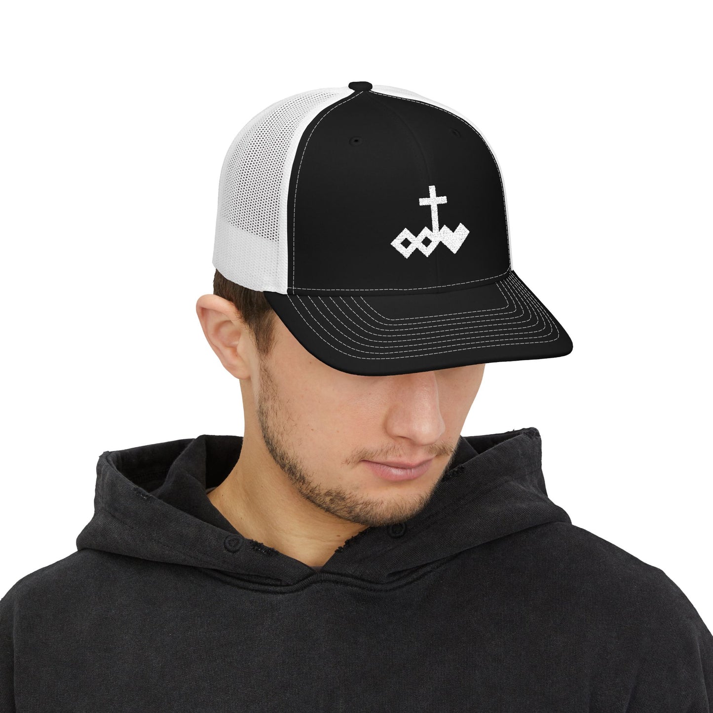 Embroidered Logo Snapback Trucker Cap
