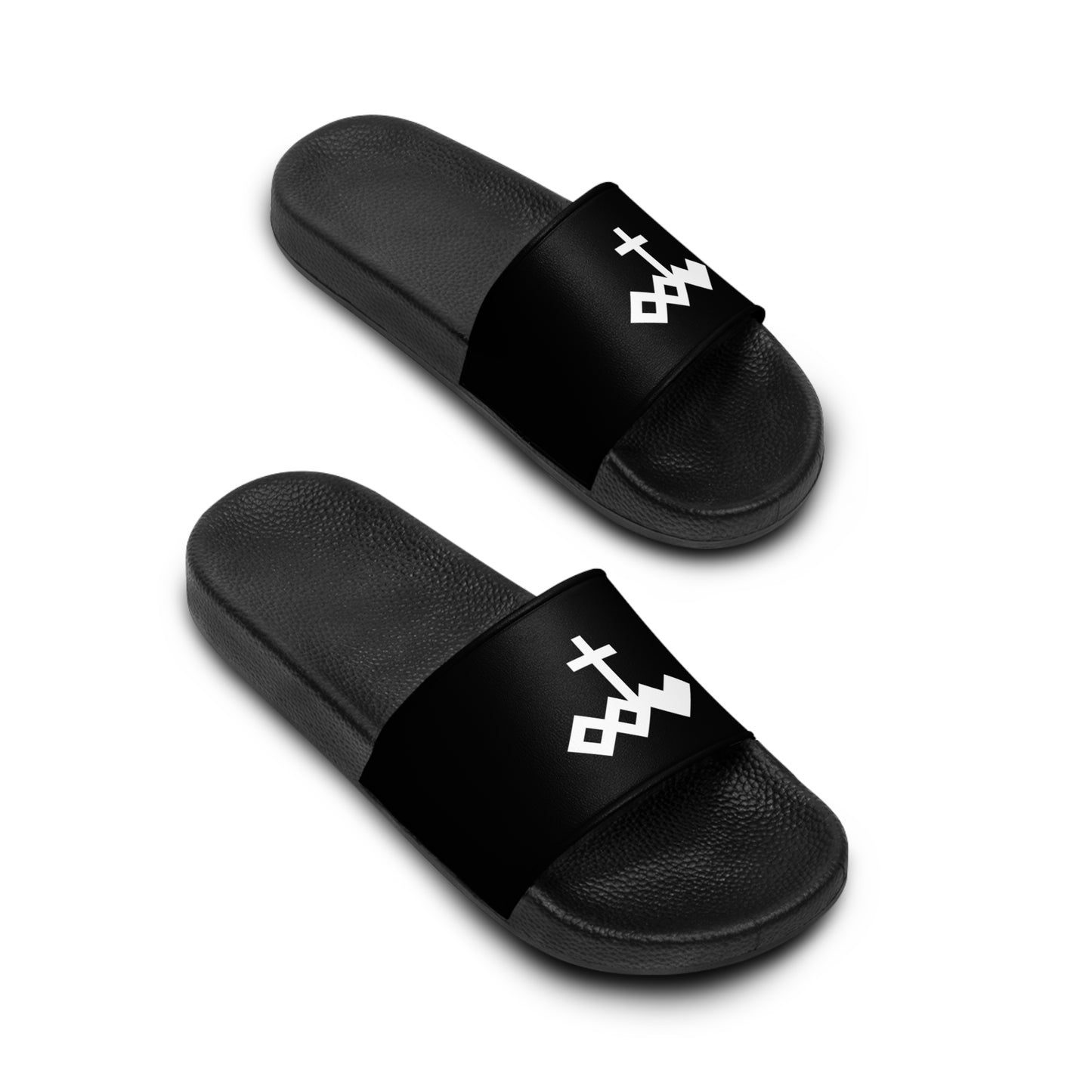 Men's Black Slide Sandals with White Logo