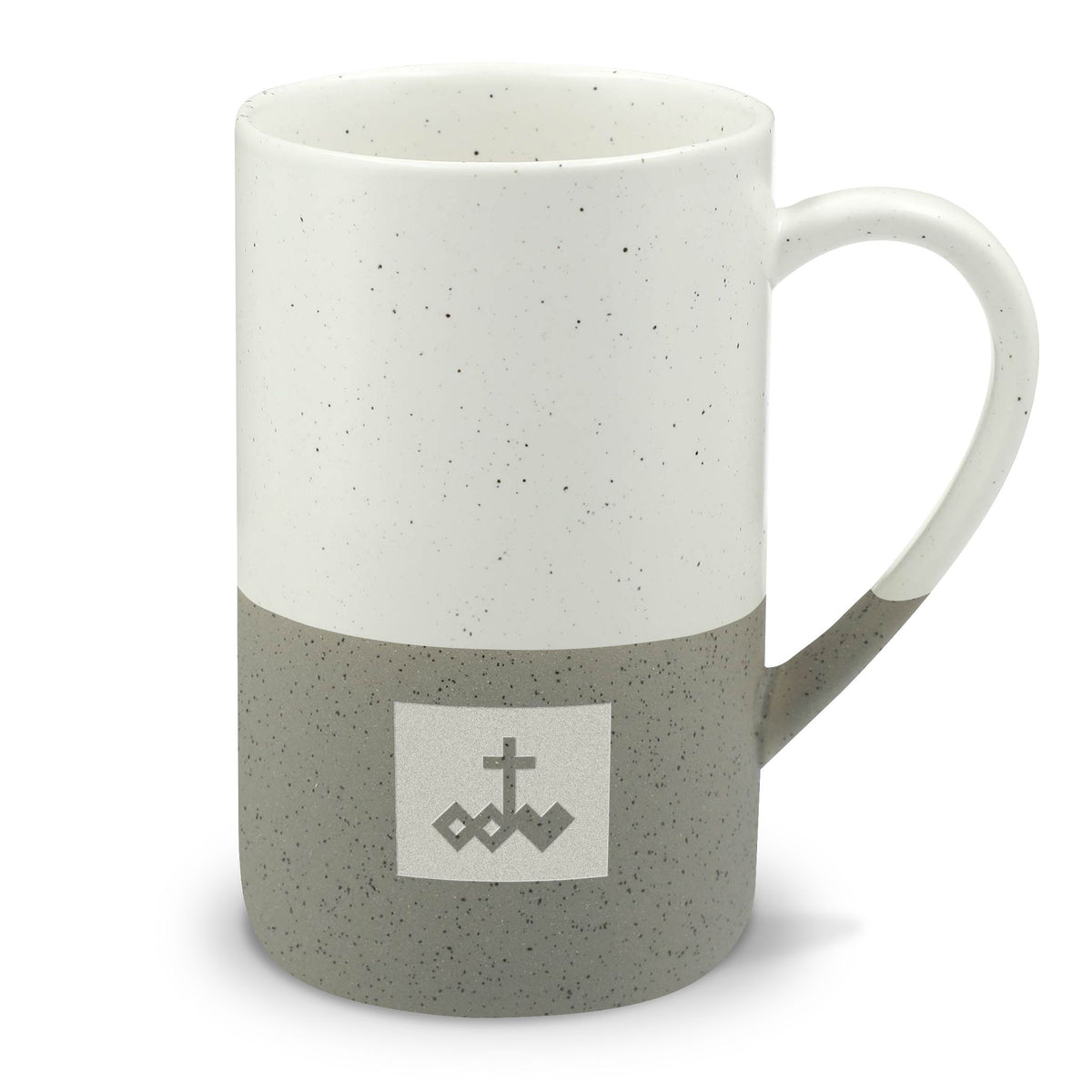 Logo Engraved Speckled Two-Tone Ceramic Mug