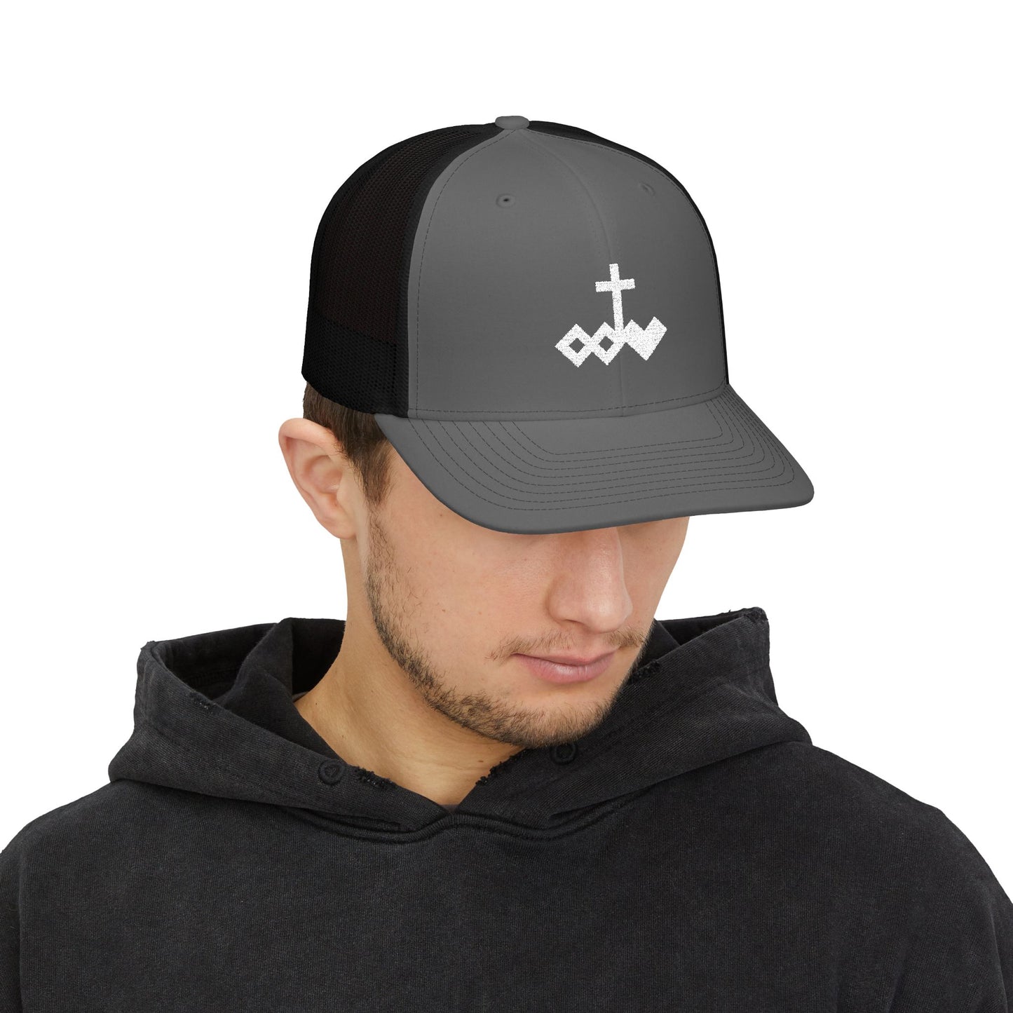 Embroidered Logo Snapback Trucker Cap