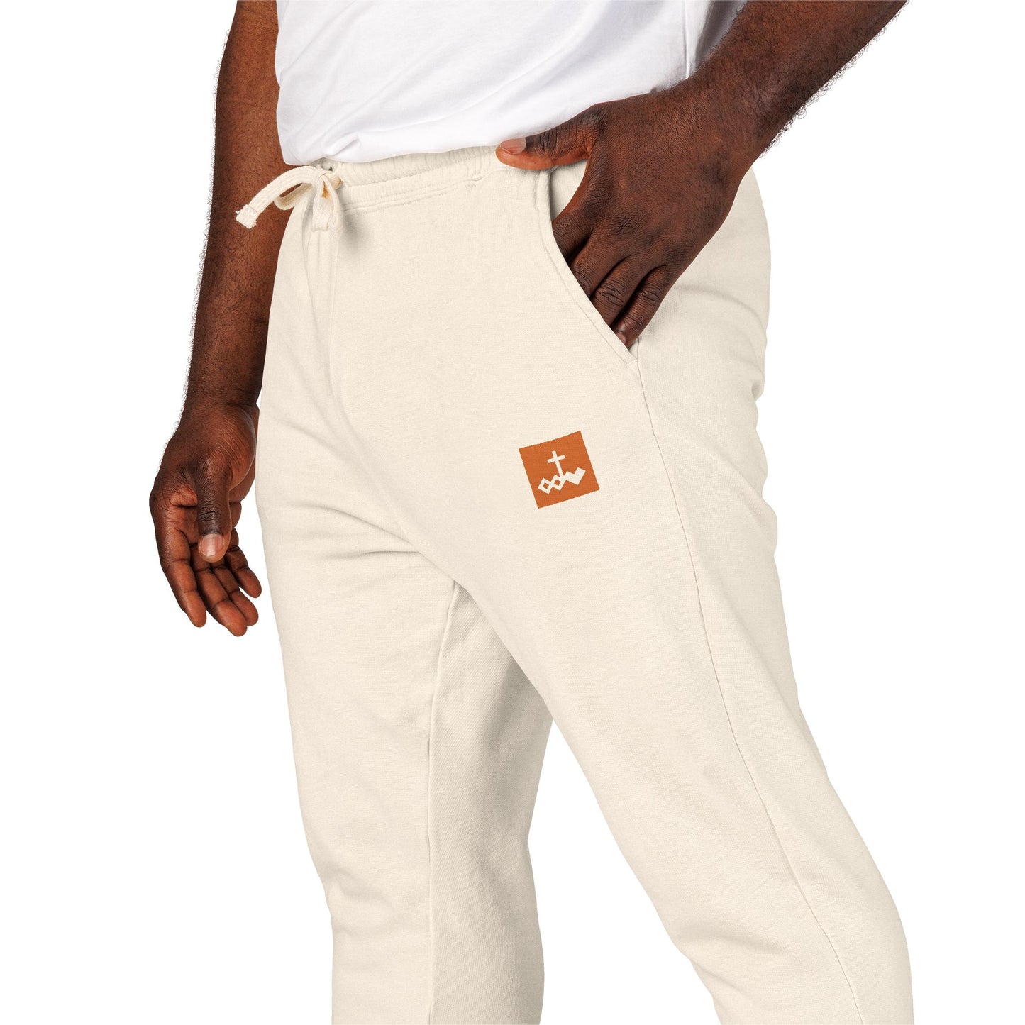 Block Bordered Logo Garment-Dyed Fleece Joggers