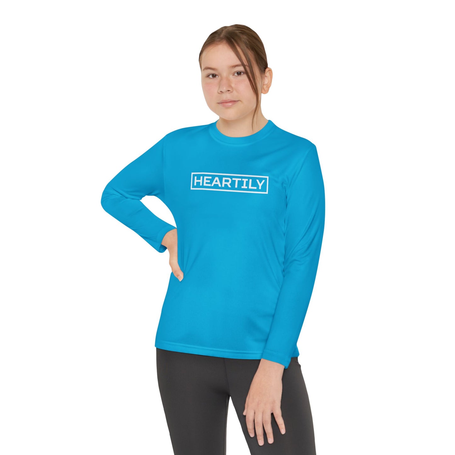 Bordered Heartily Youth Athletic Long Sleeve Tee