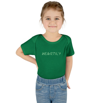 'Heartily' Script Baby Bodysuit