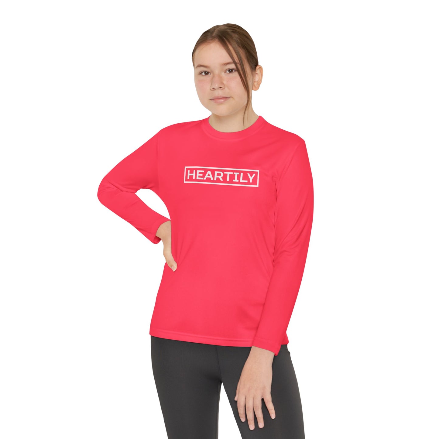 Bordered Heartily Youth Athletic Long Sleeve Tee