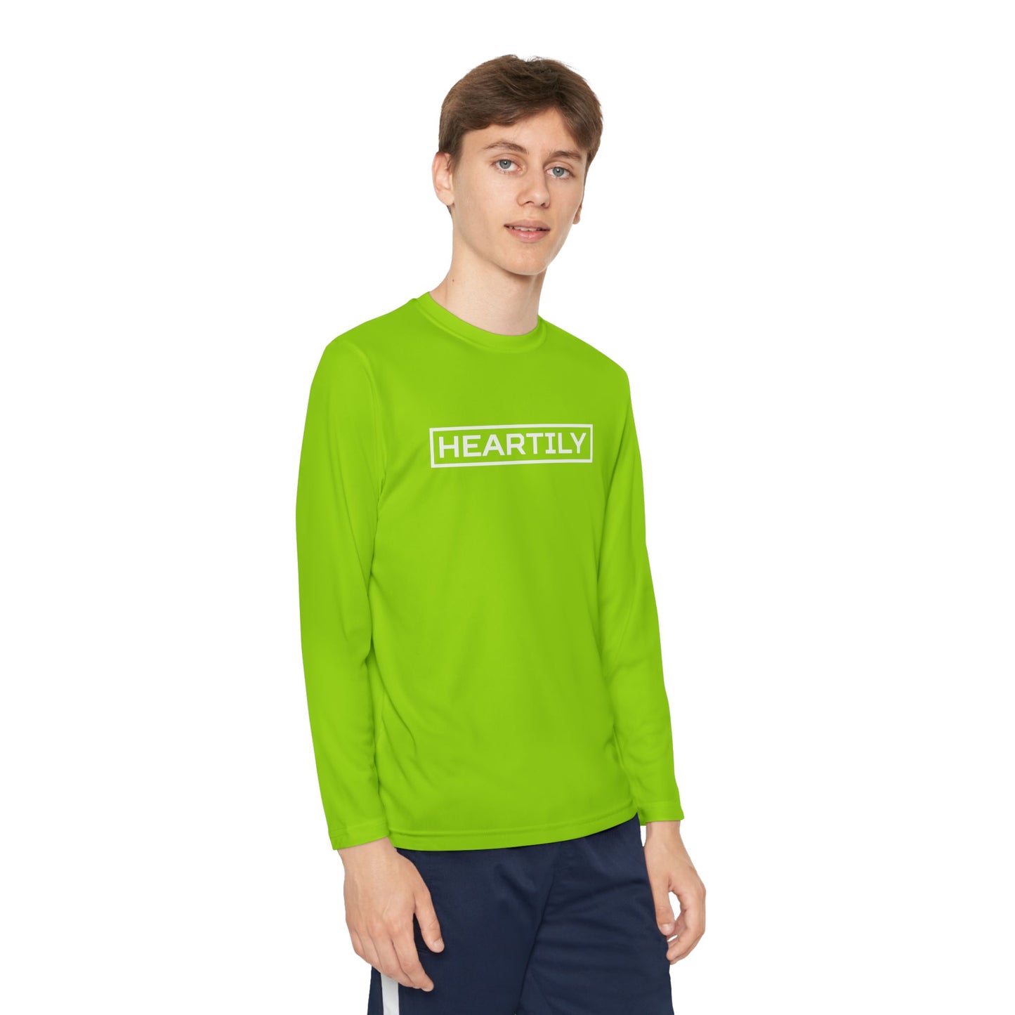 Bordered Heartily Youth Athletic Long Sleeve Tee