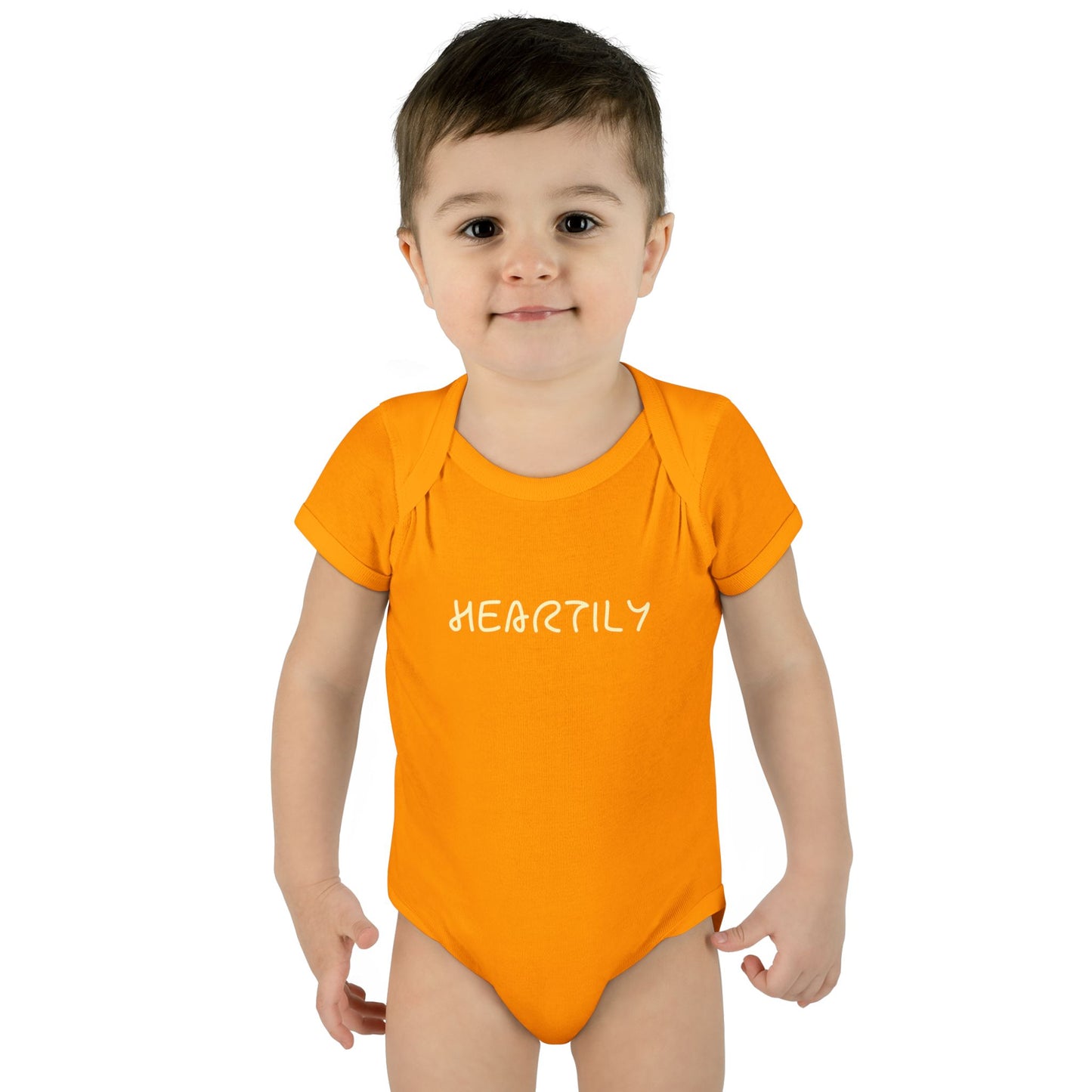 'Heartily' Script Baby Bodysuit