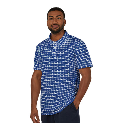 Dark Blue Unisex Logo Pattern Polo Shirt