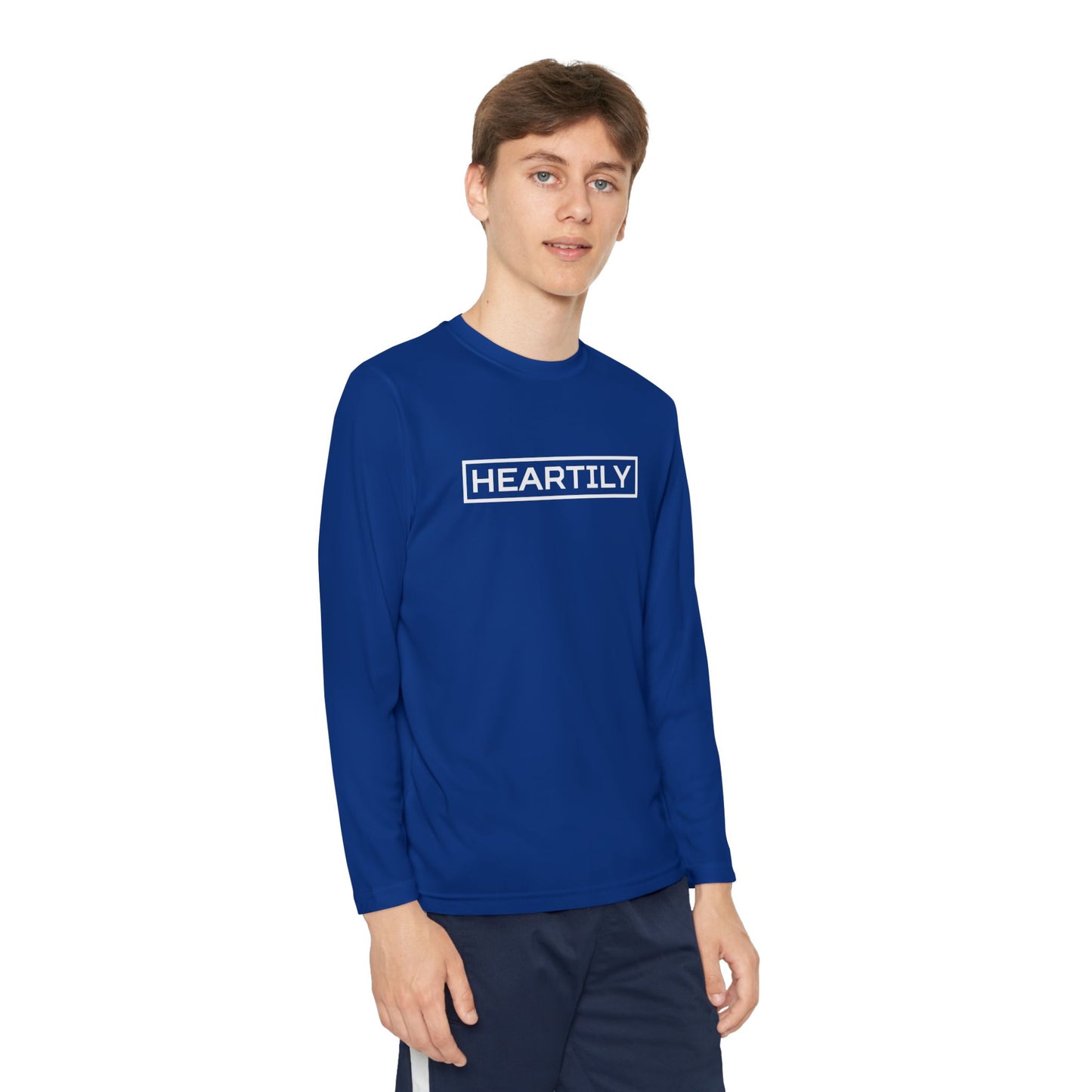Bordered Heartily Youth Athletic Long Sleeve Tee