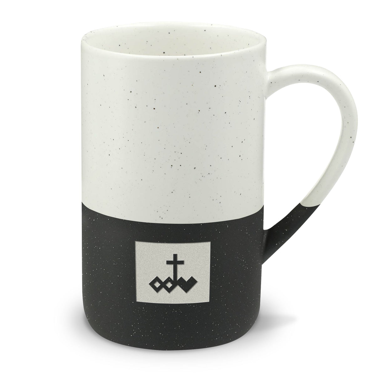 Logo Engraved Speckled Two-Tone Ceramic Mug