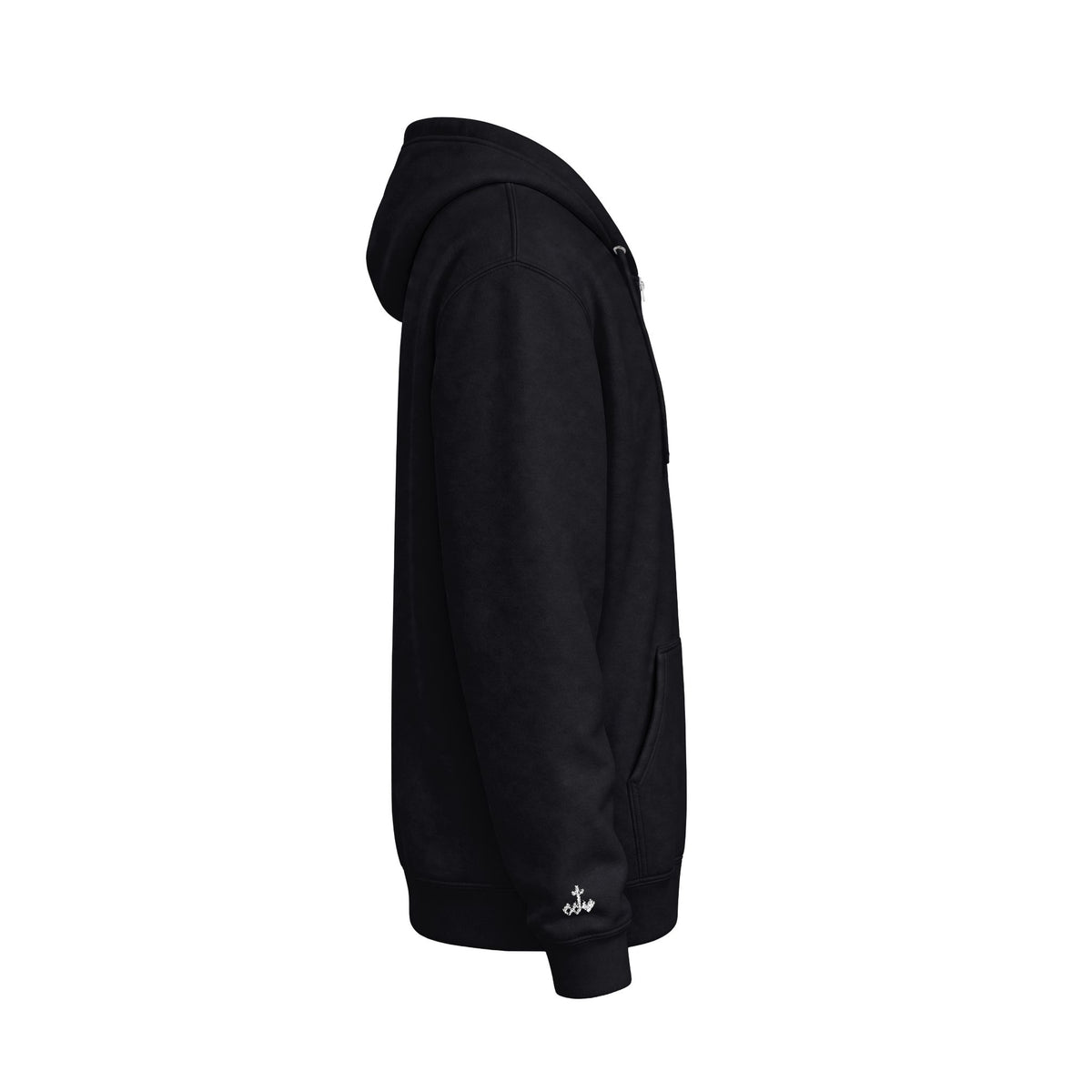 'Work Heartily' Embroidered Patch Zip Hoodie
