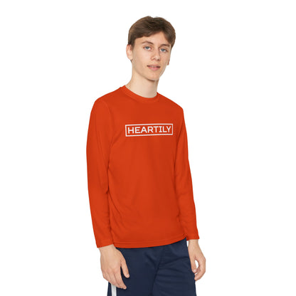 Bordered Heartily Youth Athletic Long Sleeve Tee