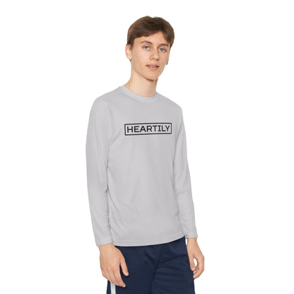 Bordered Heartily Youth Athletic Long Sleeve Tee
