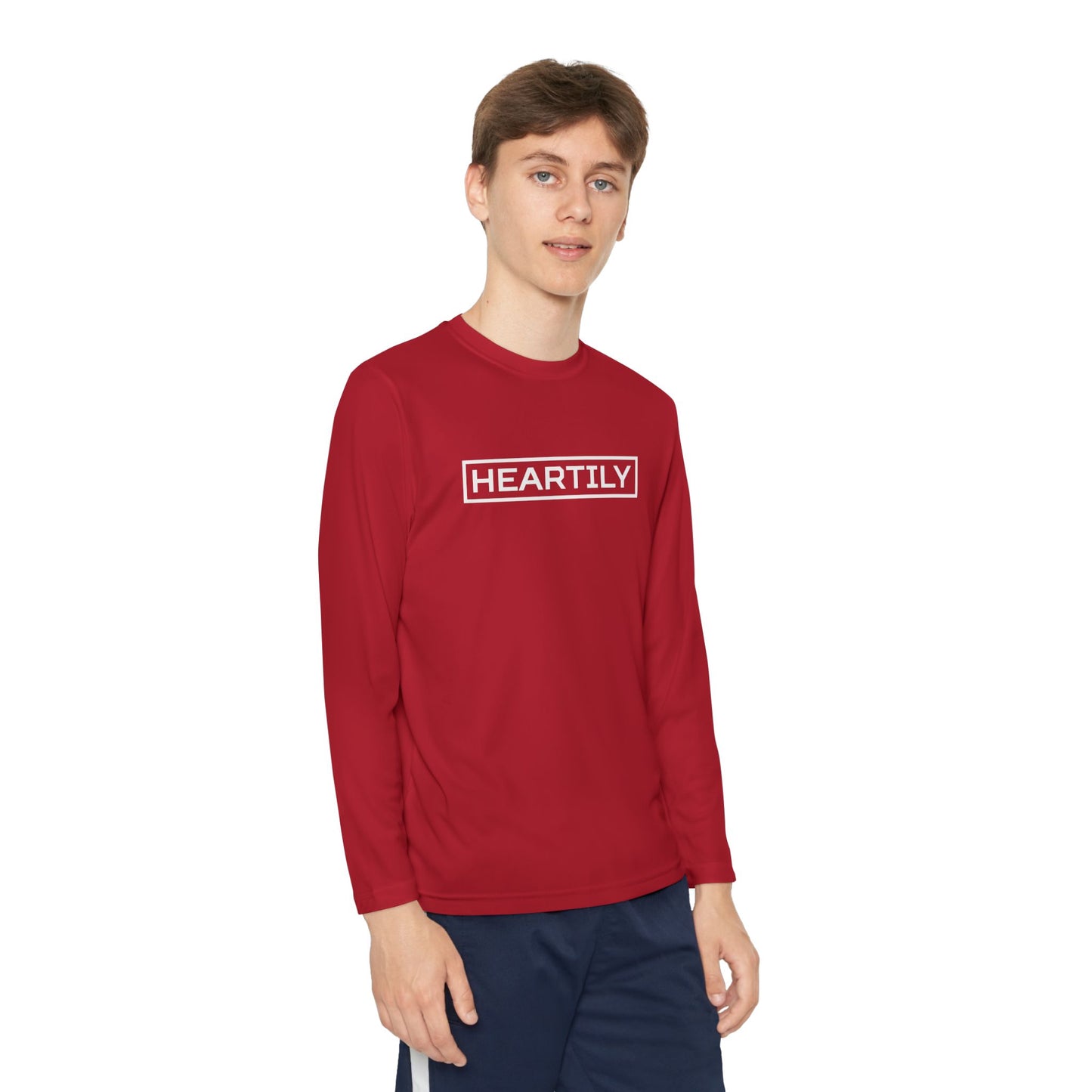 Bordered Heartily Youth Athletic Long Sleeve Tee