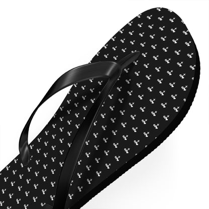 Black Patterned Flip Flops