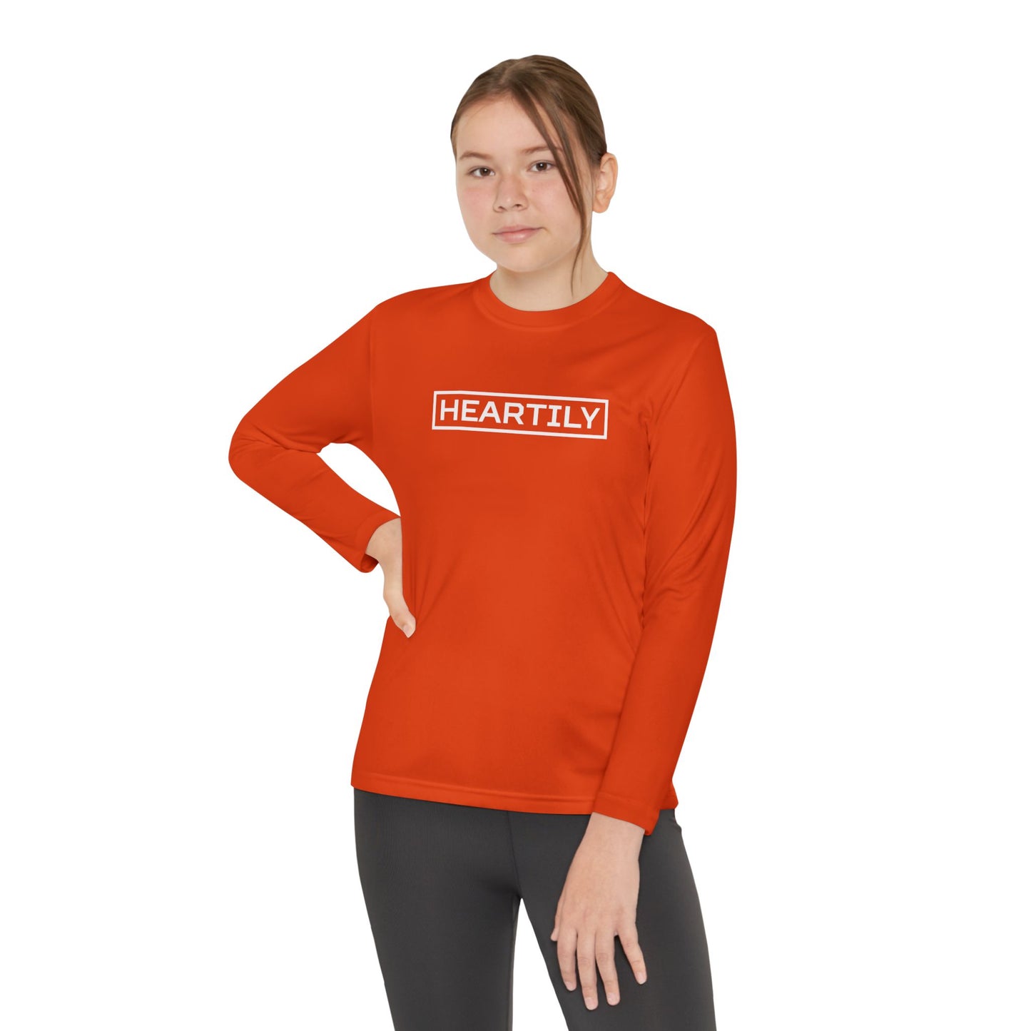 Bordered Heartily Youth Athletic Long Sleeve Tee