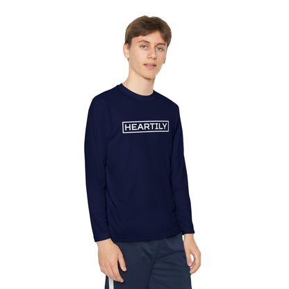 Bordered Heartily Youth Athletic Long Sleeve Tee