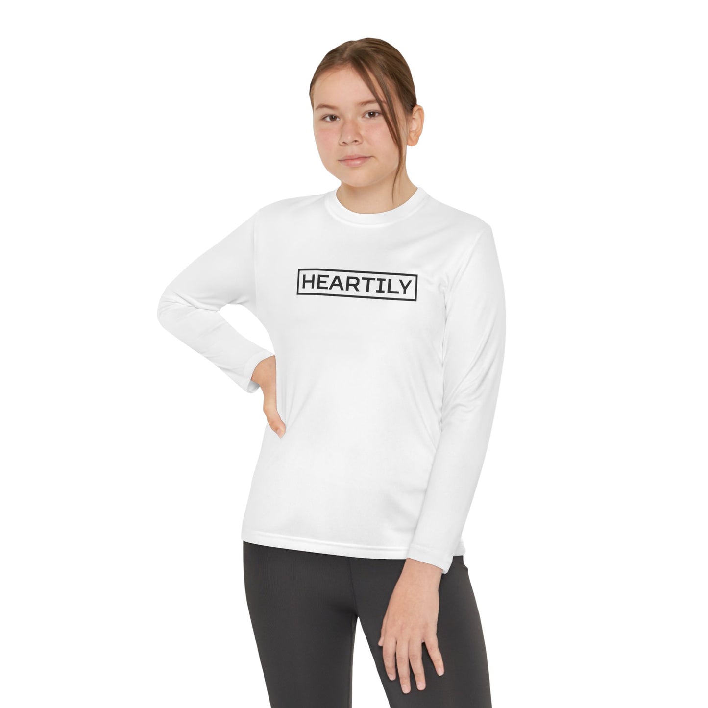 Bordered Heartily Youth Athletic Long Sleeve Tee