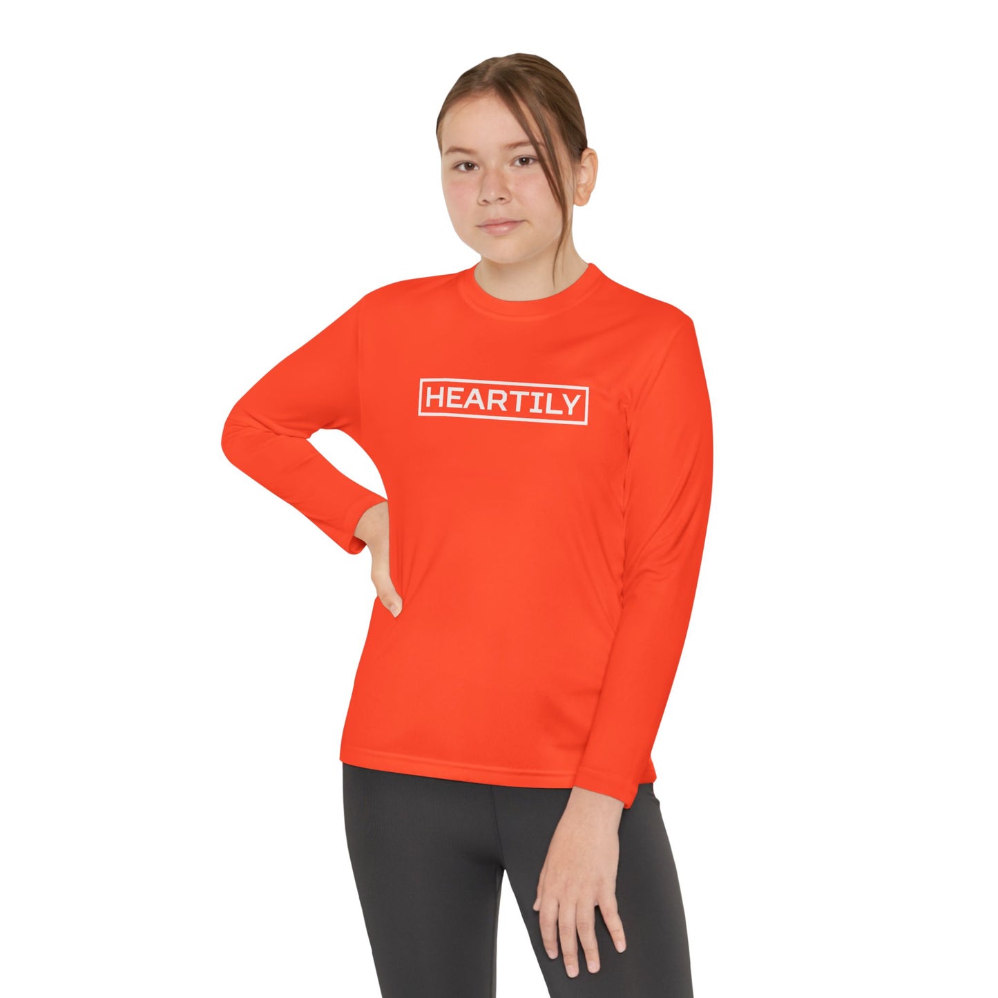 Bordered Heartily Youth Athletic Long Sleeve Tee