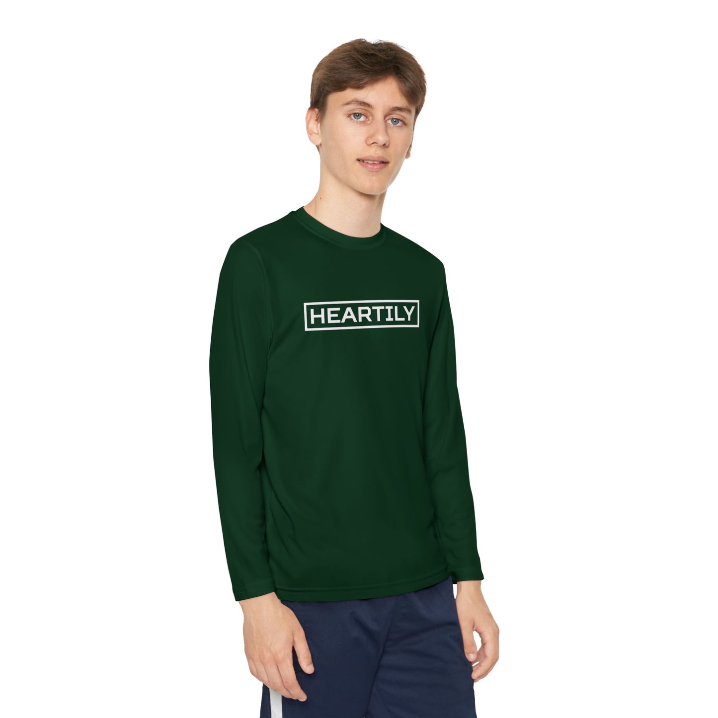 Bordered Heartily Youth Athletic Long Sleeve Tee