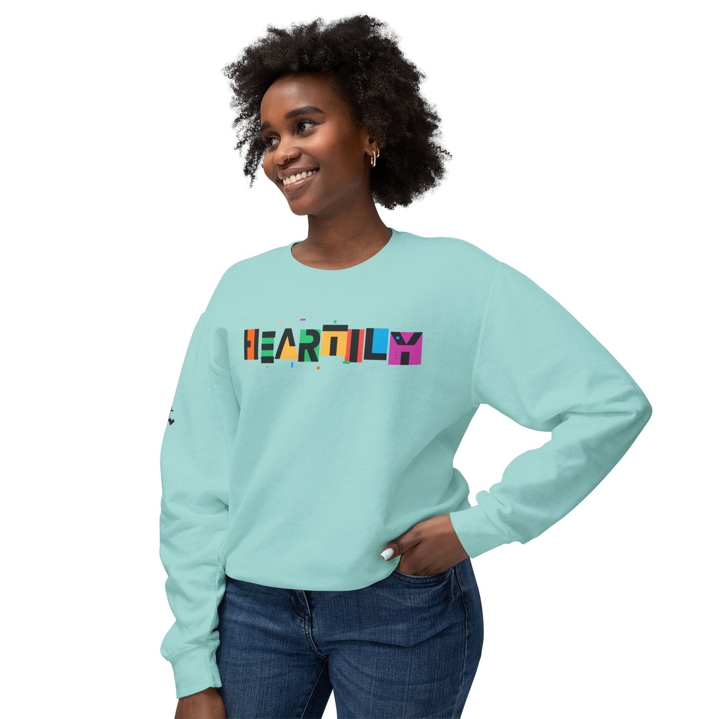Unisex Heartily Color Font Crewneck Sweatshirt