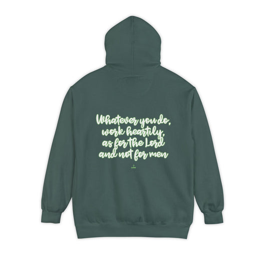 Cursive Colossians 3:23 Garment-Dyed Hoodie