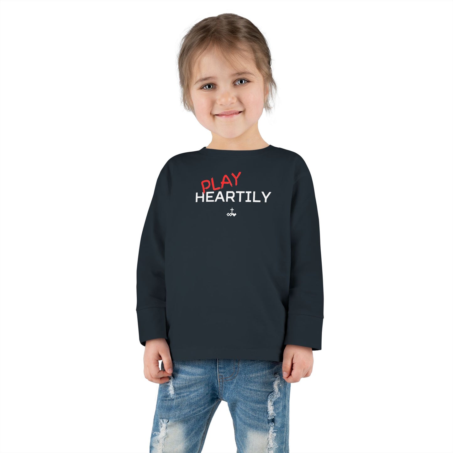 Toddler Long Sleeve "Play Heartily" Tee