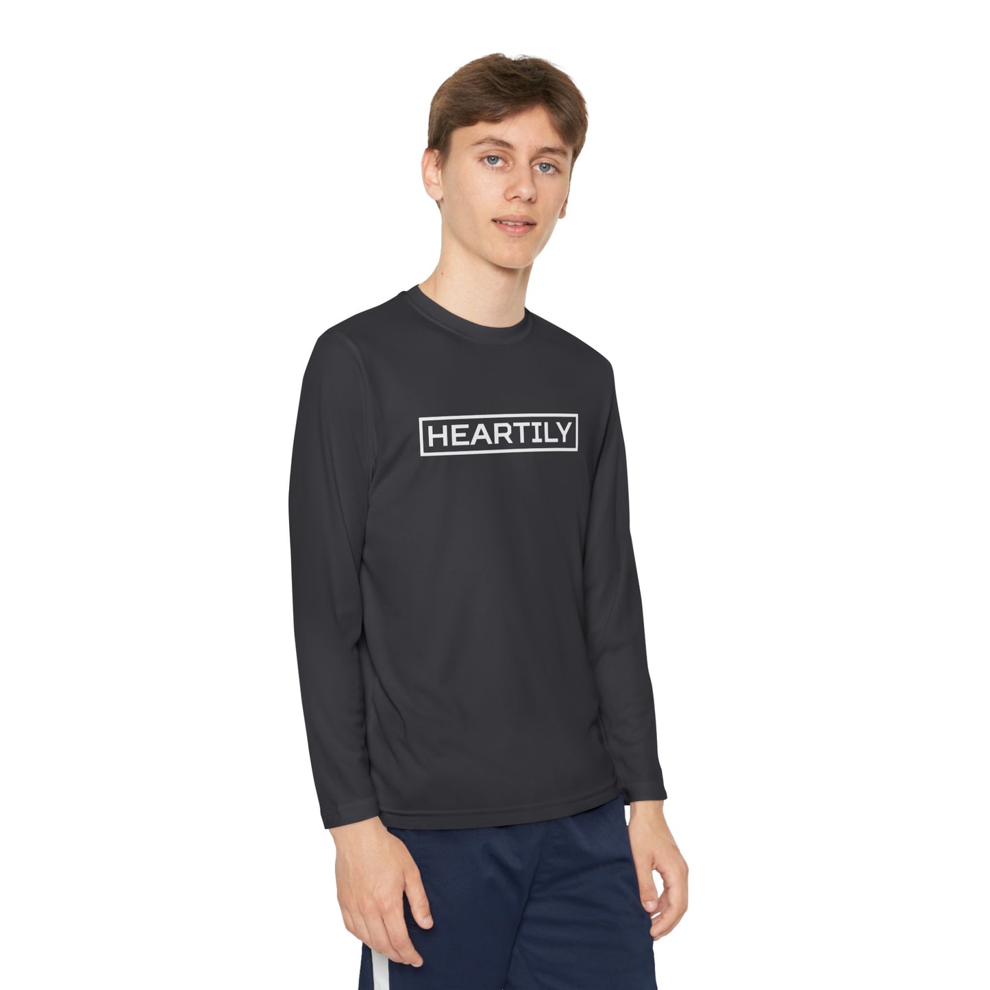 Bordered Heartily Youth Athletic Long Sleeve Tee