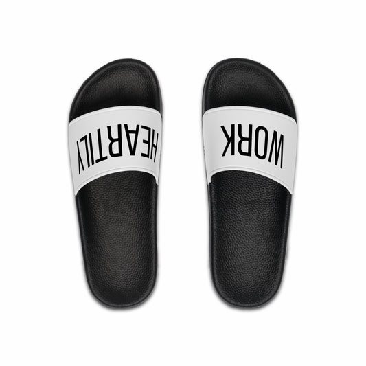 "Work Heartily" Slide Sandals