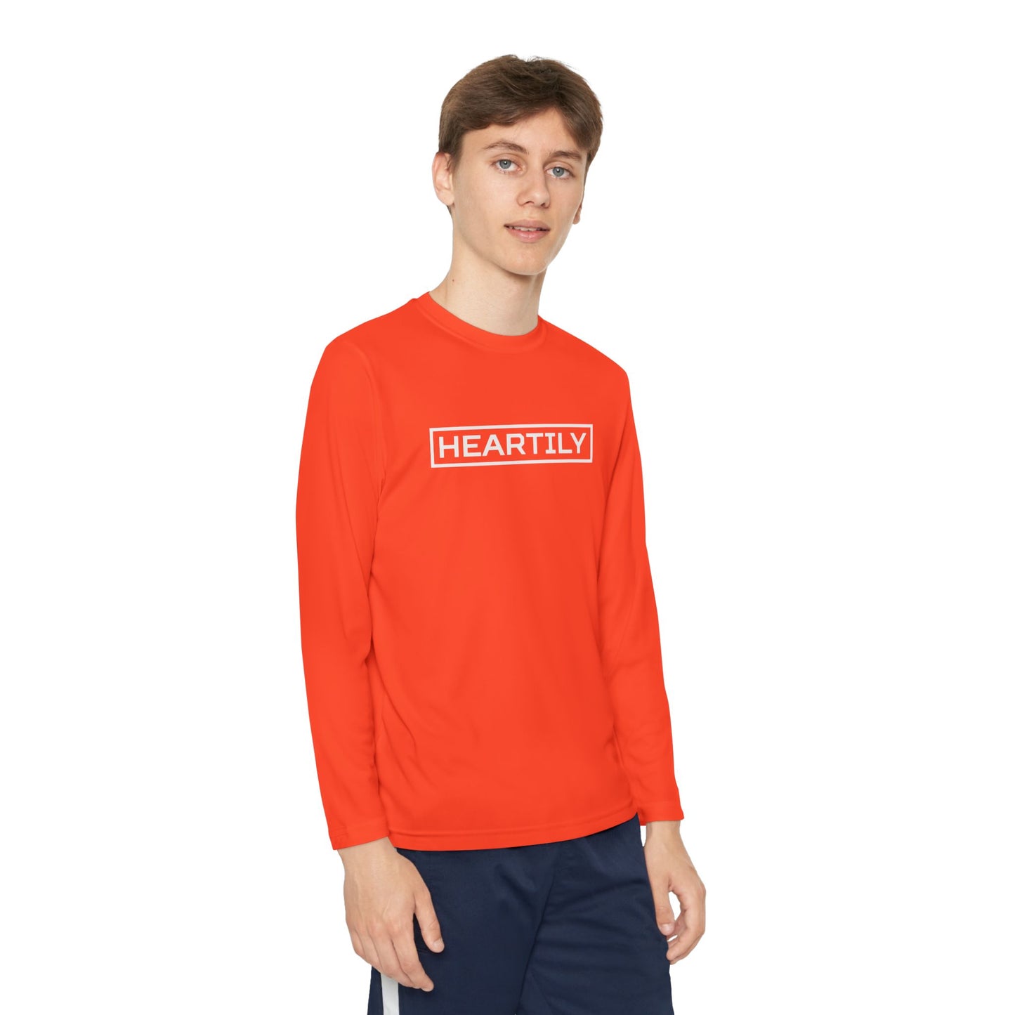 Bordered Heartily Youth Athletic Long Sleeve Tee