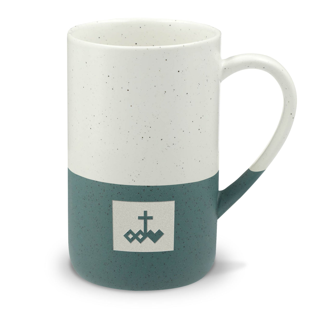 Logo Engraved Speckled Two-Tone Ceramic Mug
