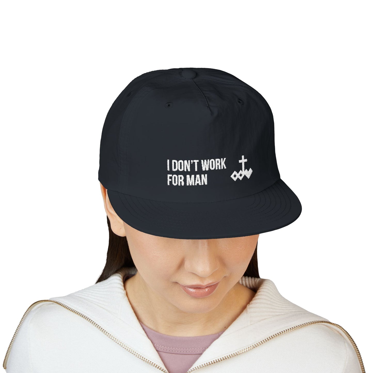 'I Don't Work for Man' Embroidered Snapback Surf Cap