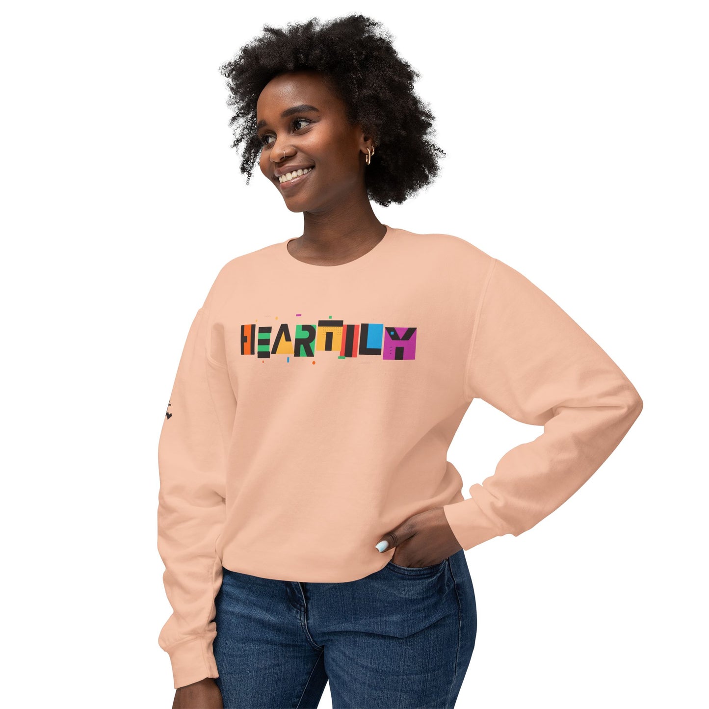 Unisex Heartily Color Font Crewneck Sweatshirt