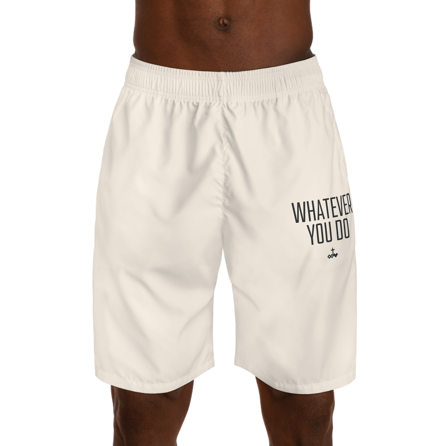 'Whatever You Do' Men's Cream Jogger Shorts