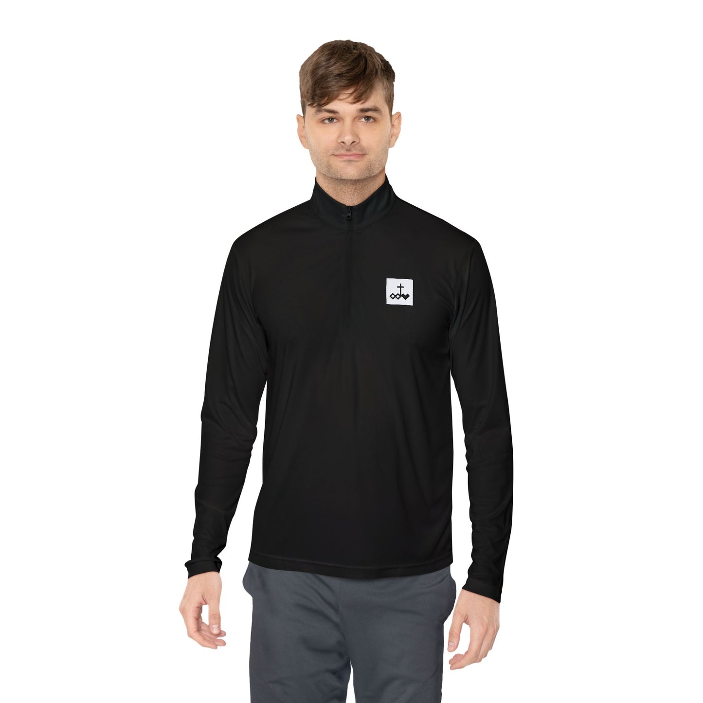 Block Bordered Logo Quarter-Zip Pullover