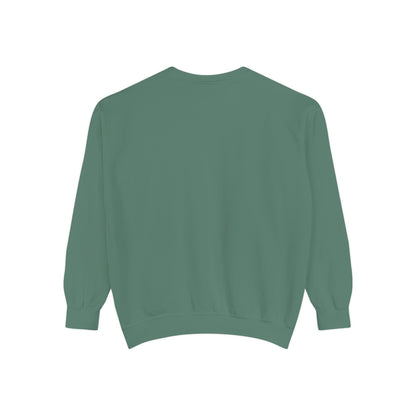 "I Don't Work for Men" Embroidered Garment-Dyed Sweatshirt