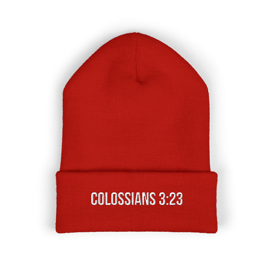 Colossians 3:23 Embroidered Beanie