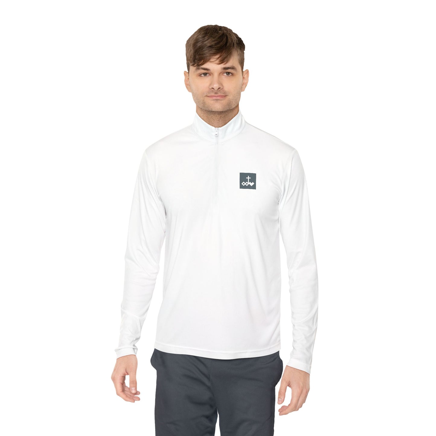 Block Bordered Logo Quarter-Zip Pullover