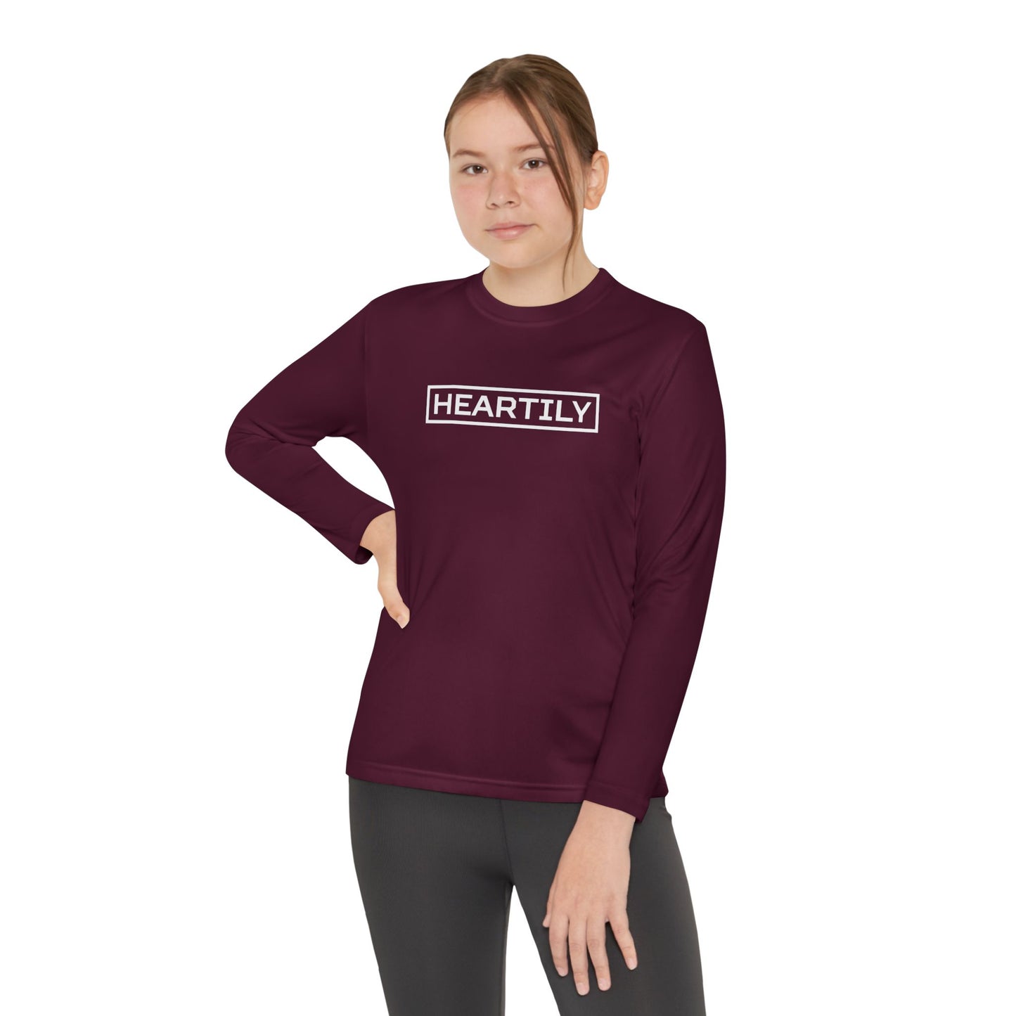 Bordered Heartily Youth Athletic Long Sleeve Tee