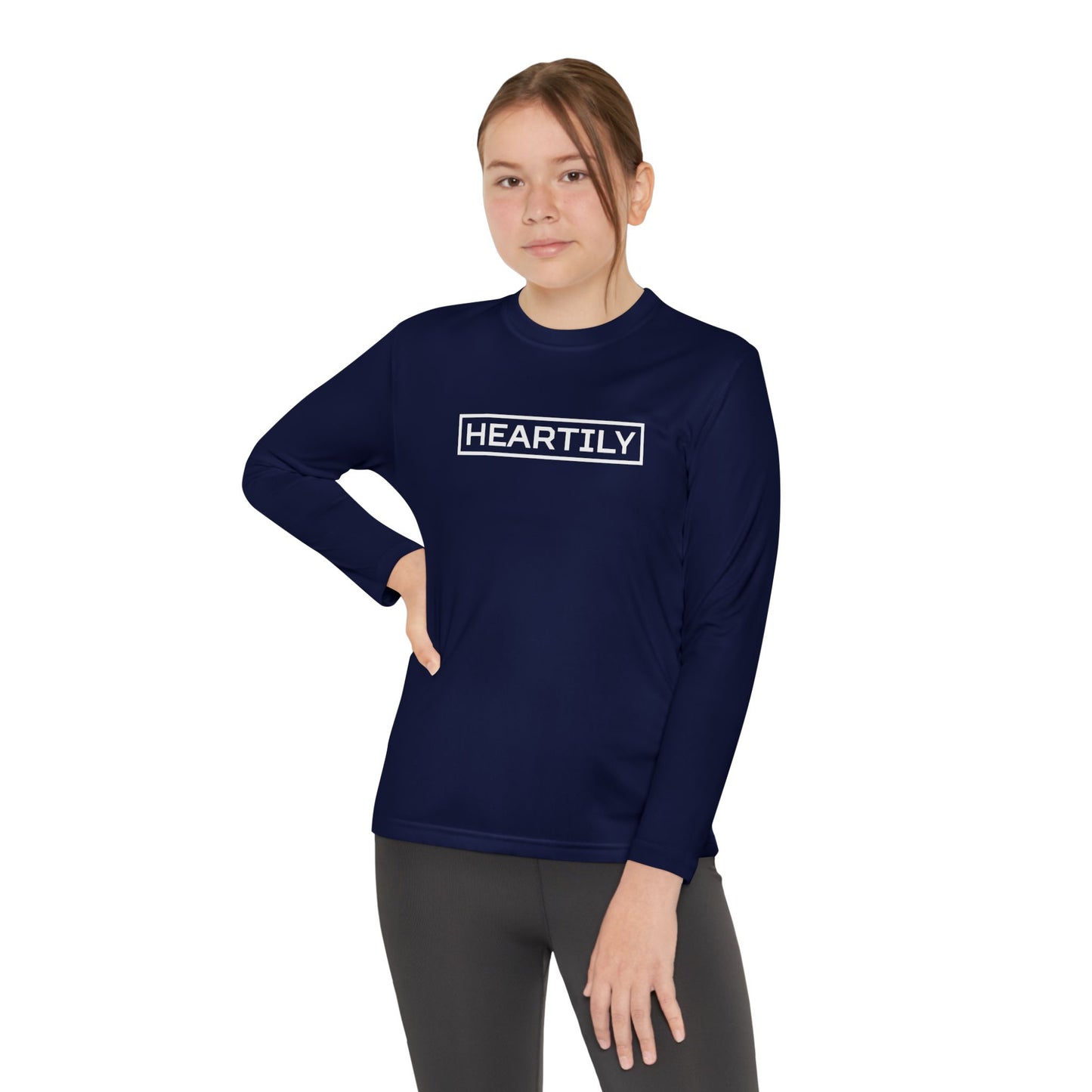 Bordered Heartily Youth Athletic Long Sleeve Tee