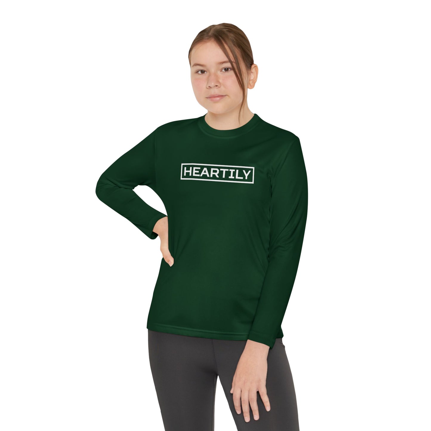 Bordered Heartily Youth Athletic Long Sleeve Tee