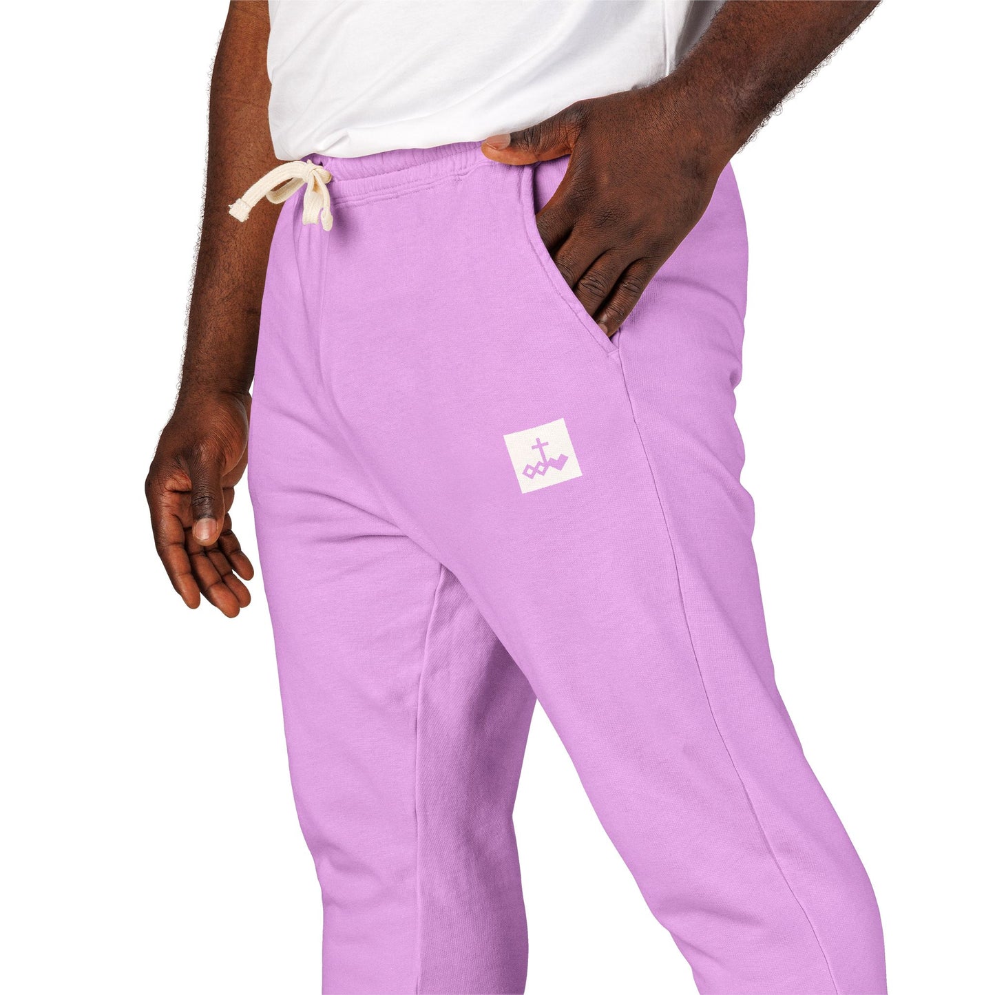 Block Bordered Logo Garment-Dyed Fleece Joggers