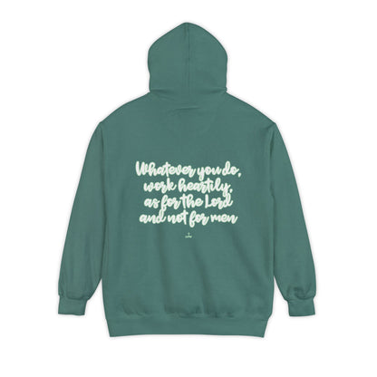 Cursive Colossians 3:23 Garment-Dyed Hoodie