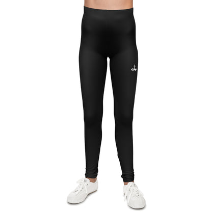 Youth Black Leggings with Small White Logo