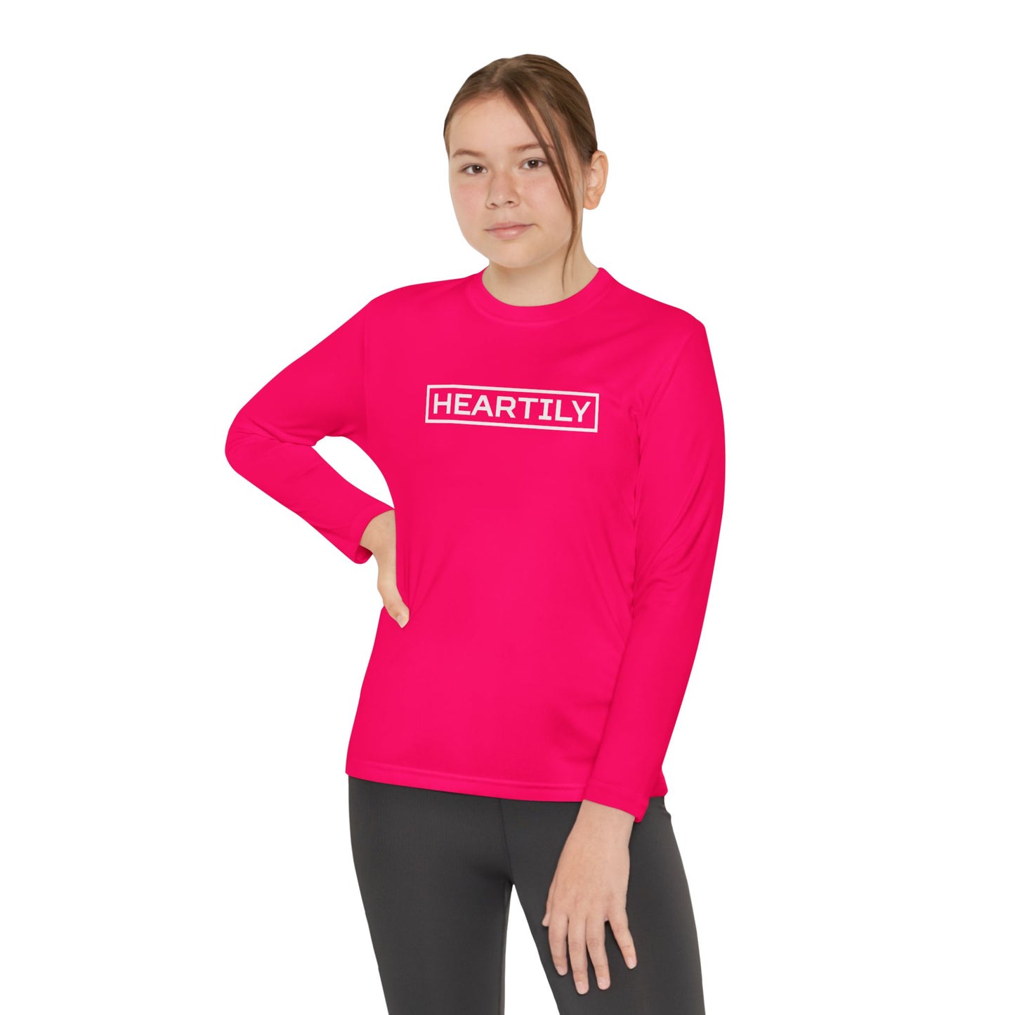 Bordered Heartily Youth Athletic Long Sleeve Tee