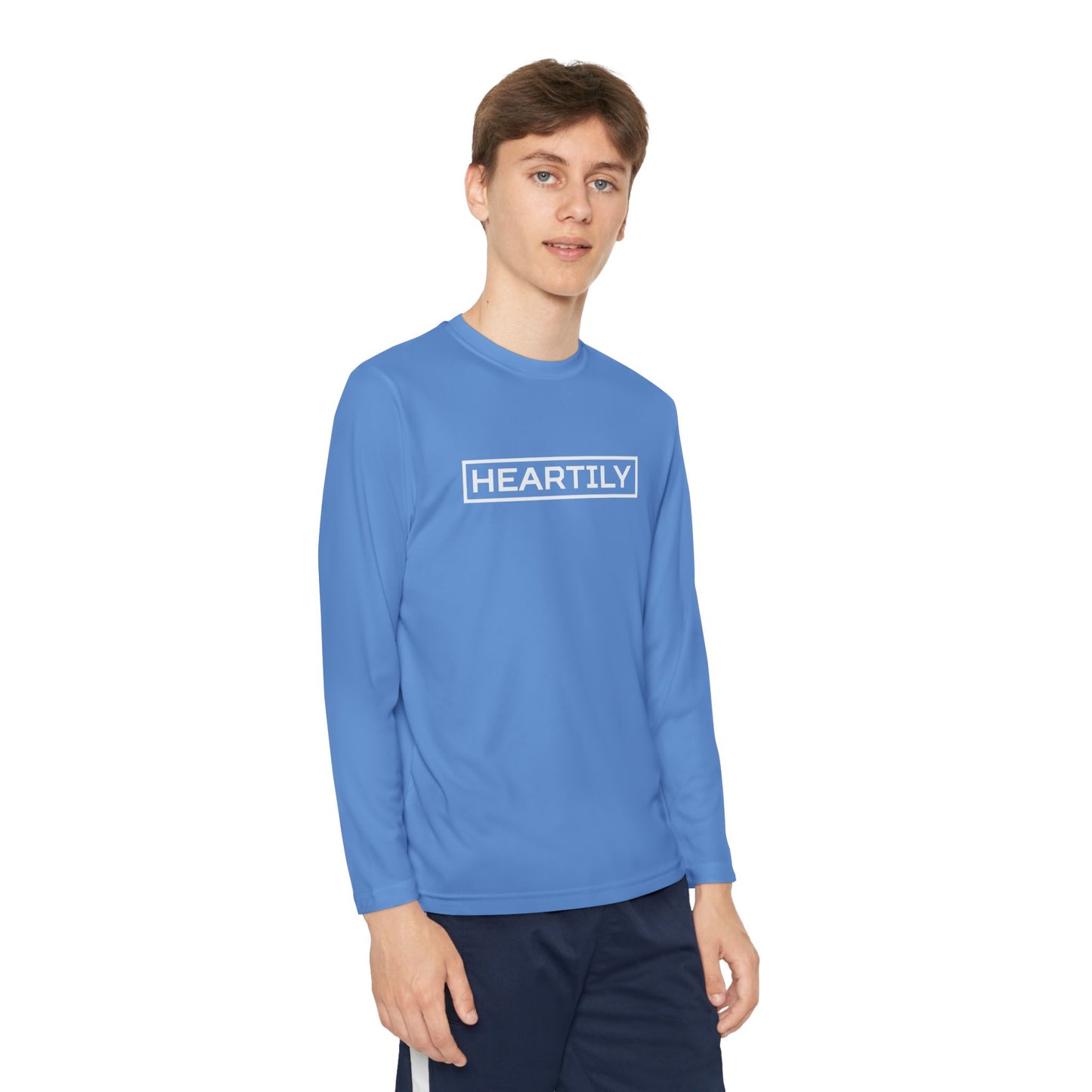 Bordered Heartily Youth Athletic Long Sleeve Tee