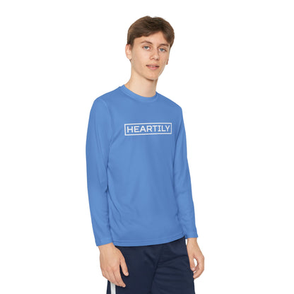 Bordered Heartily Youth Athletic Long Sleeve Tee