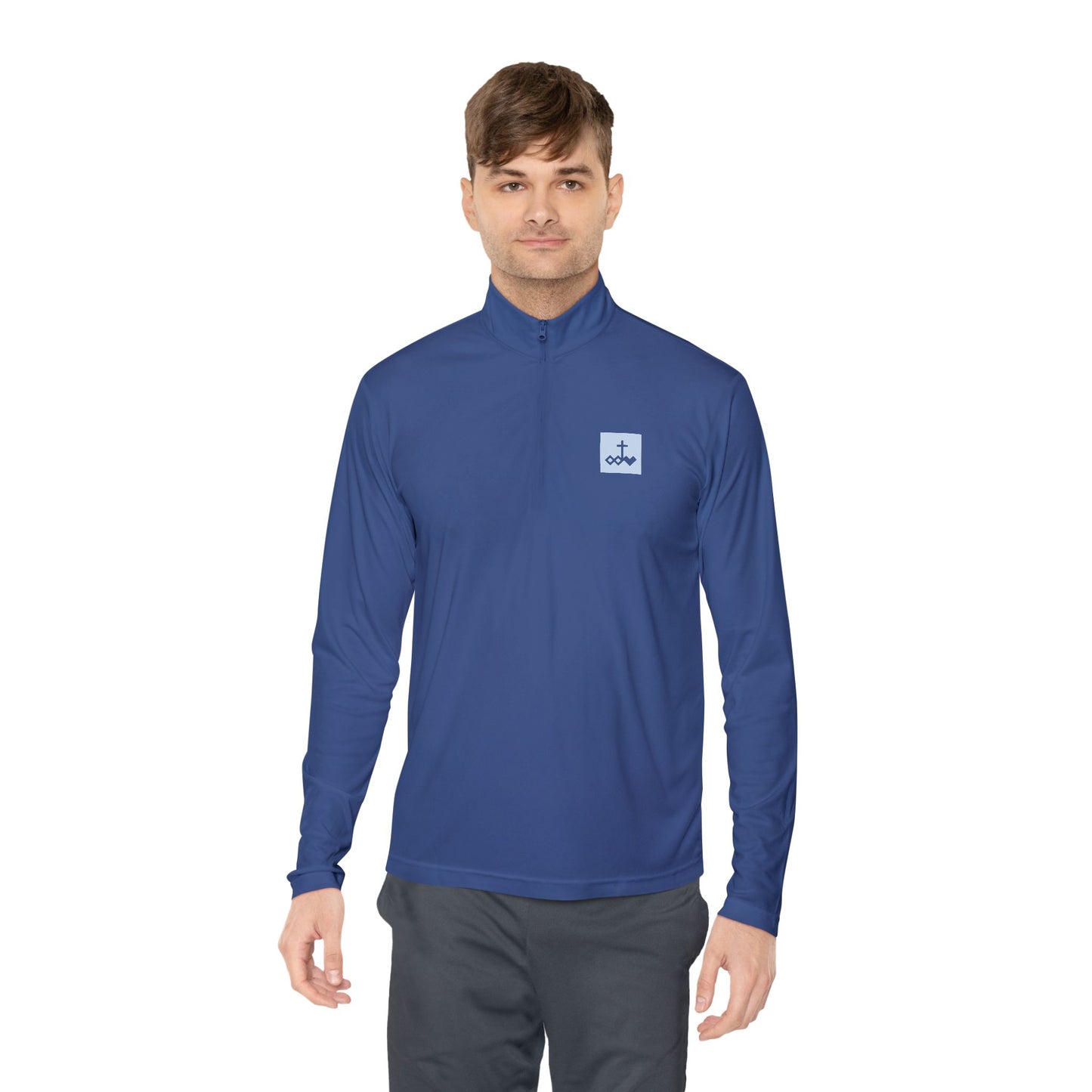 Block Bordered Logo Quarter-Zip Pullover