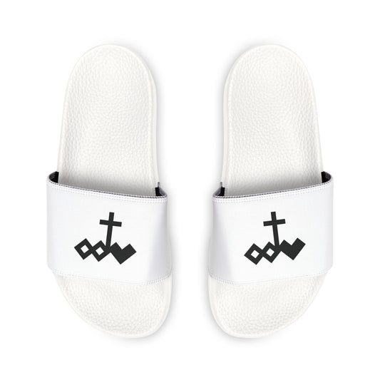 Logo Removable-Strap Youth Sandals - White