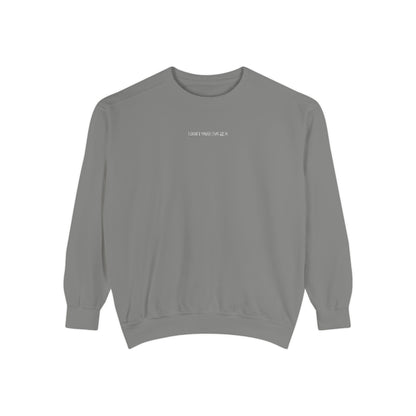 "I Don't Work for Men" Embroidered Garment-Dyed Sweatshirt